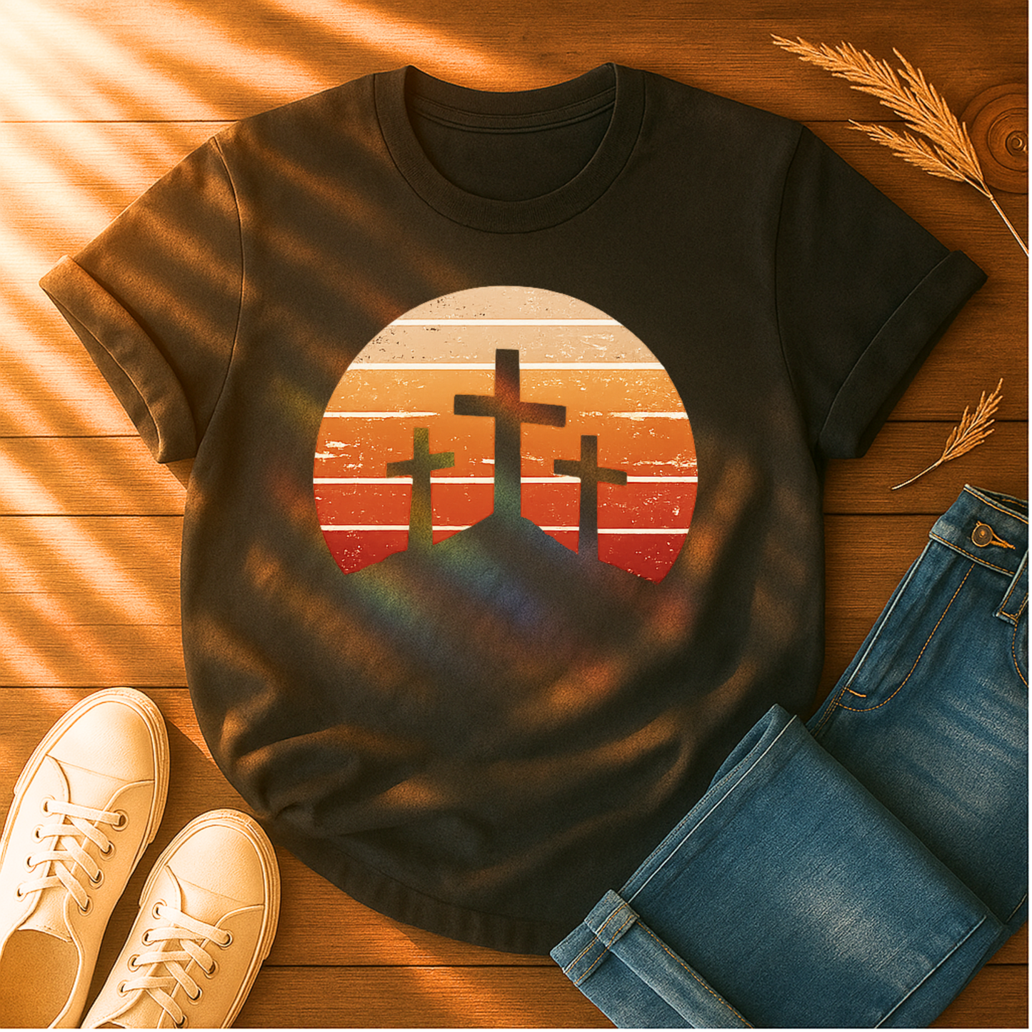 Sunset Three Crosses T-Shirt
