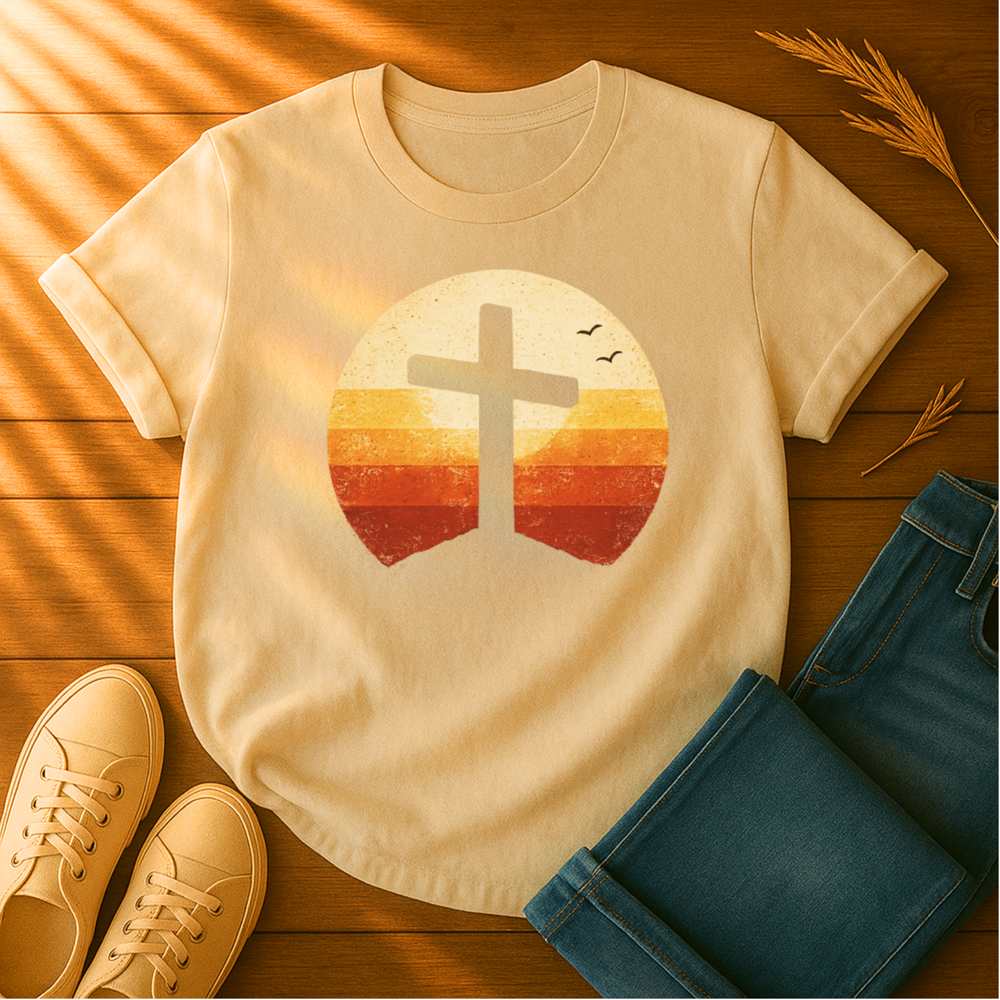 Distressed Sunset Cross T-Shirt