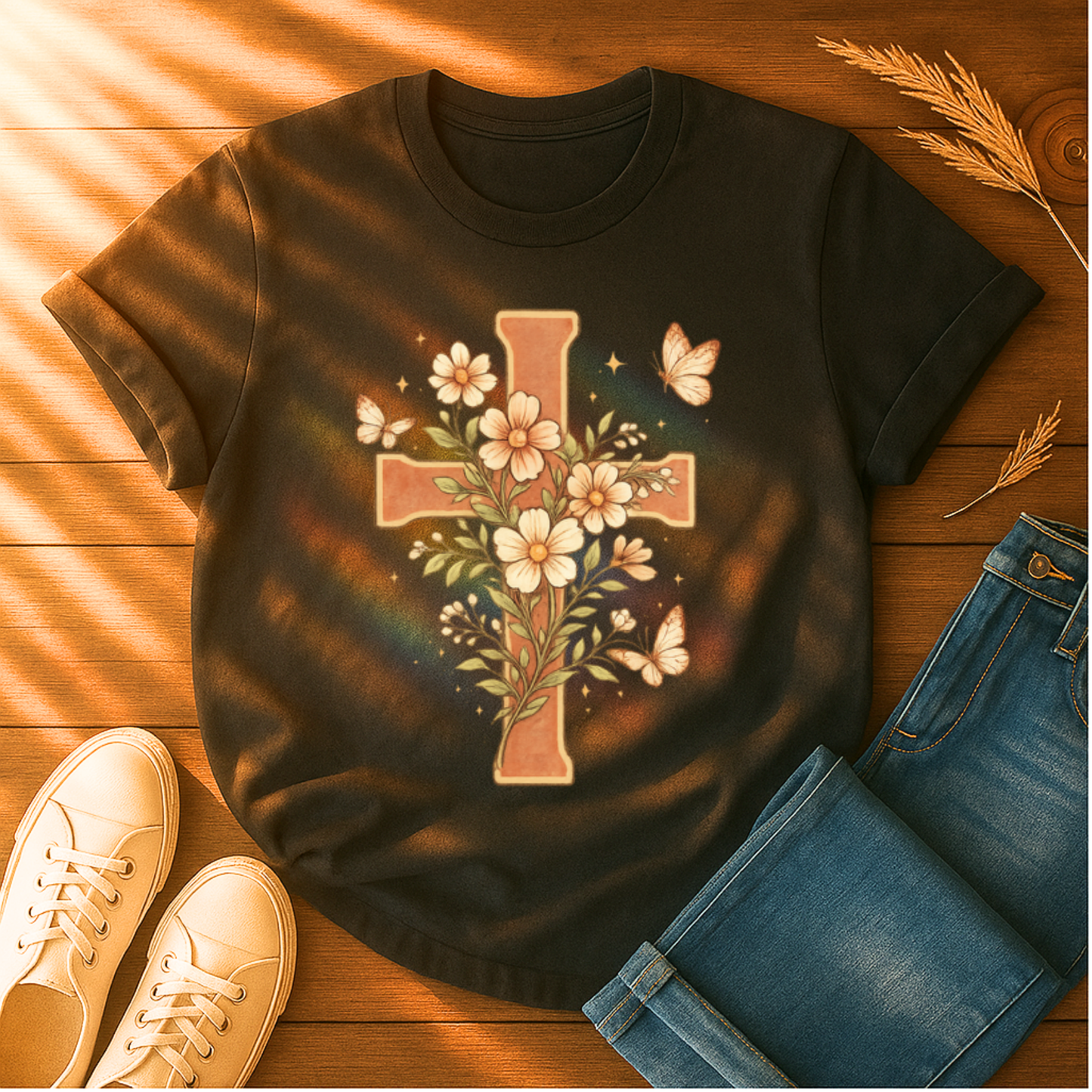 Butterflies & Cross T-Shirt