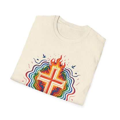 Colorful Cross with Fire T-Shirt