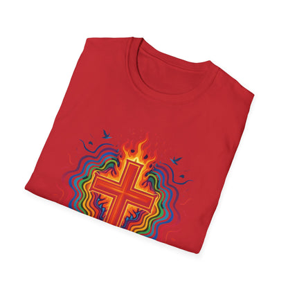 Colorful Cross with Fire T-Shirt