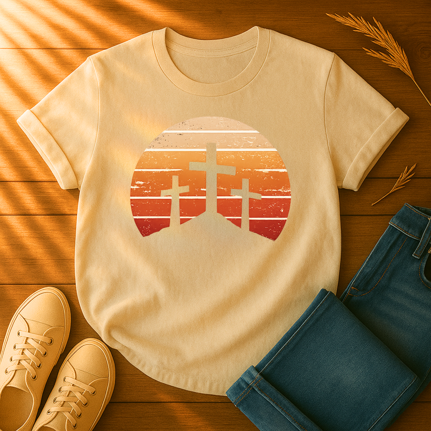 Sunset Three Crosses T-Shirt