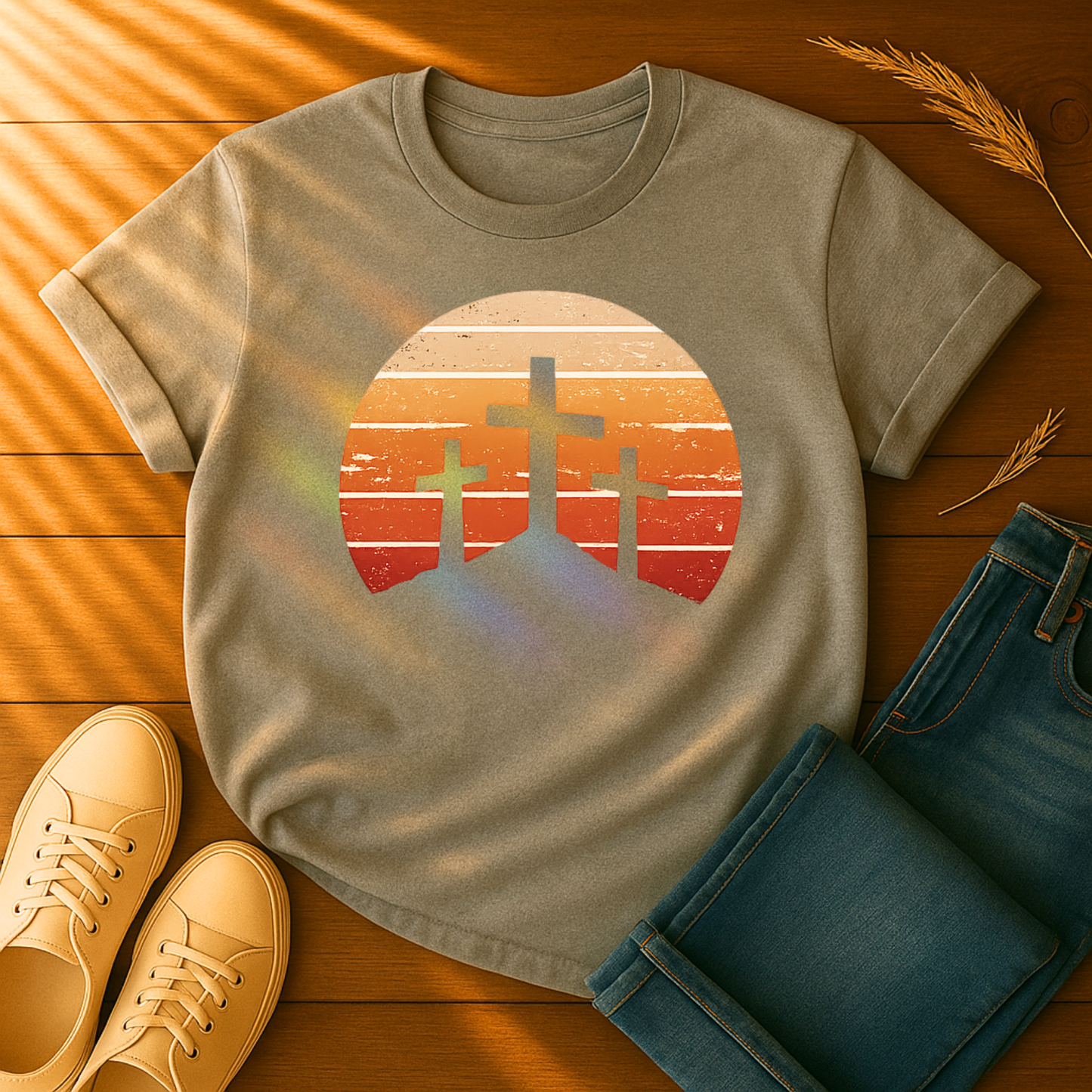 Sunset Three Crosses T-Shirt