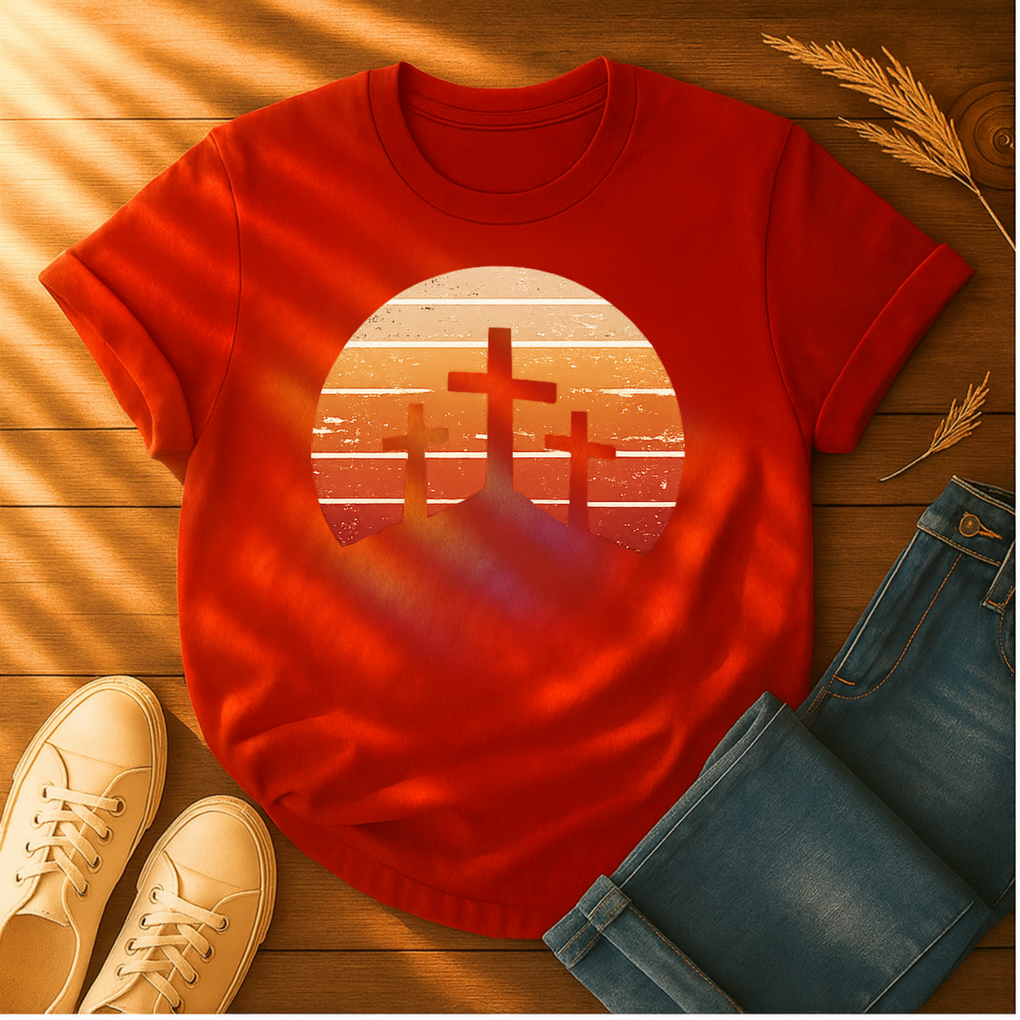 Sunset Three Crosses T-Shirt