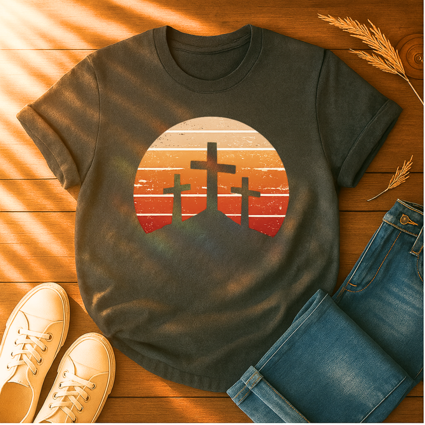 Sunset Three Crosses T-Shirt