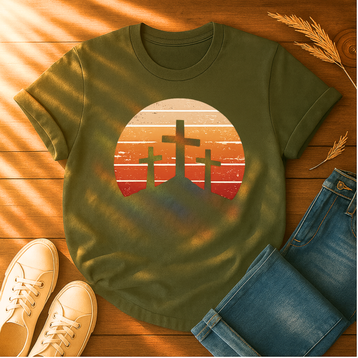 Sunset Three Crosses T-Shirt