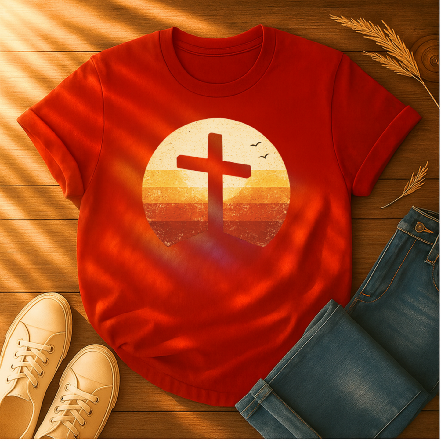 Distressed Sunset Cross T-Shirt