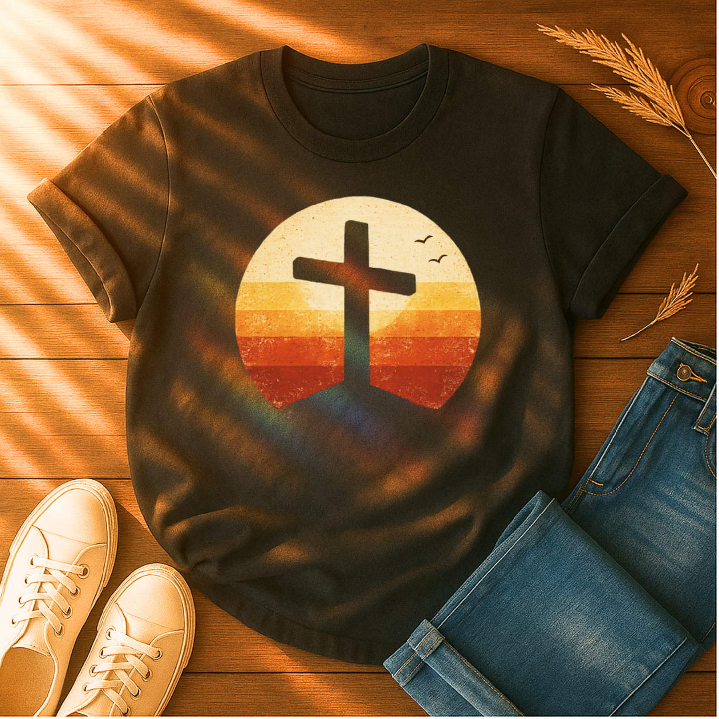 Distressed Sunset Cross T-Shirt