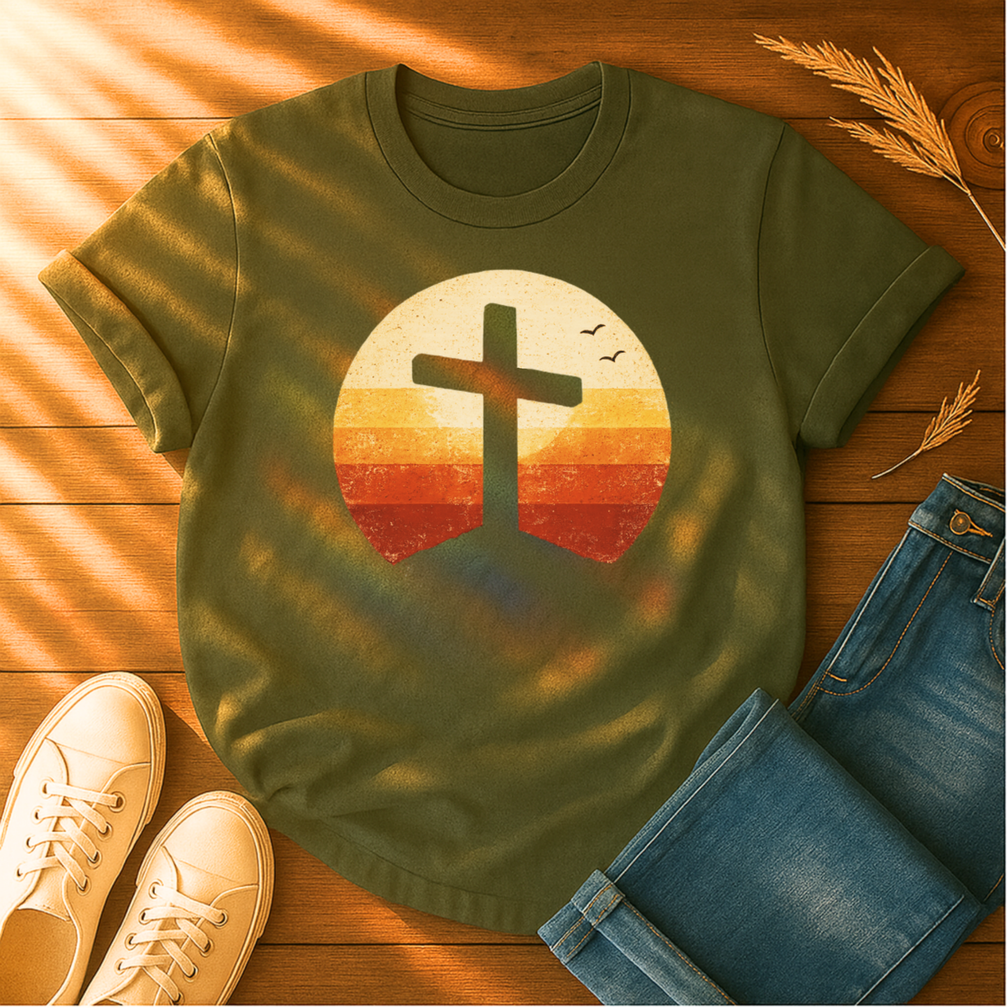 Distressed Sunset Cross T-Shirt
