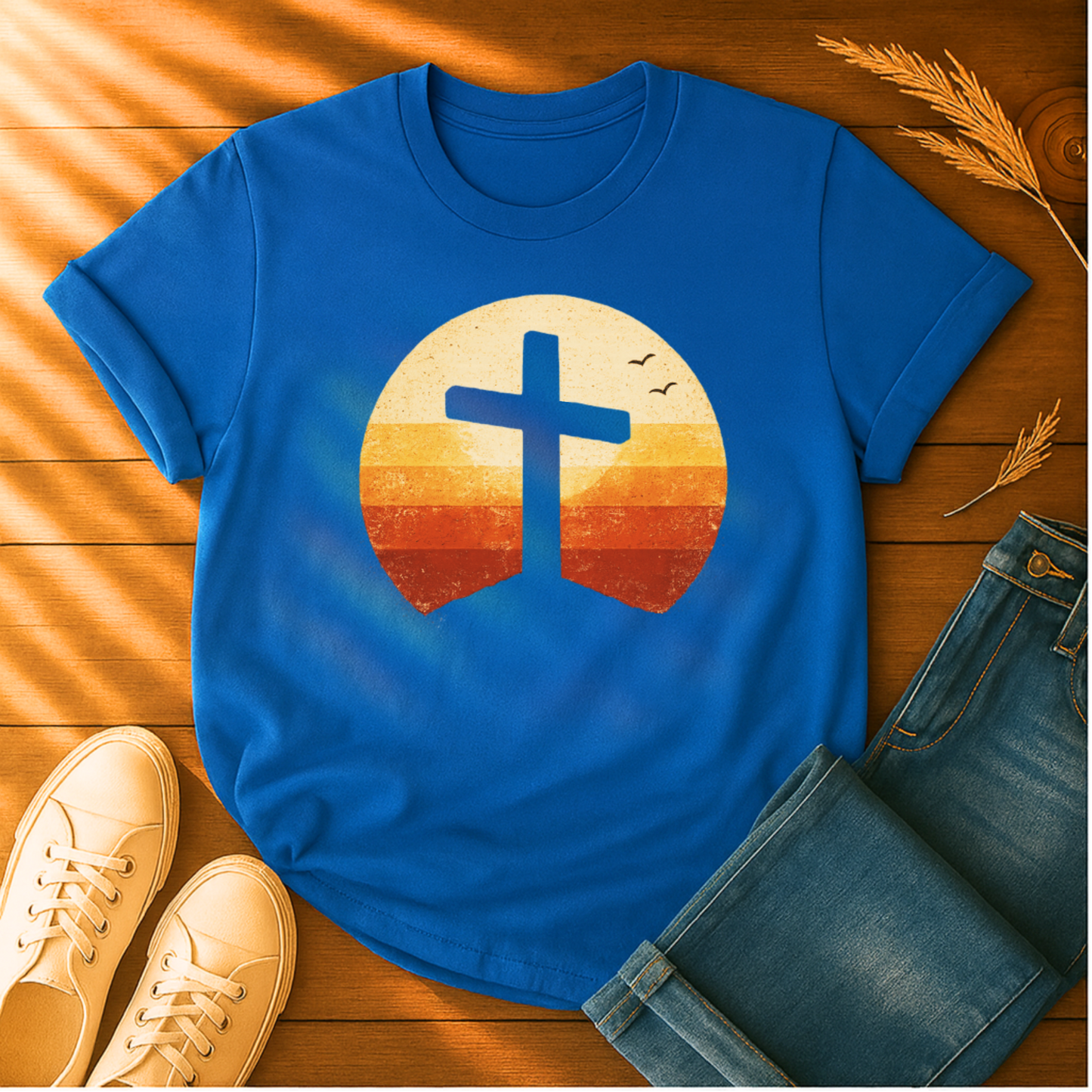 Distressed Sunset Cross T-Shirt