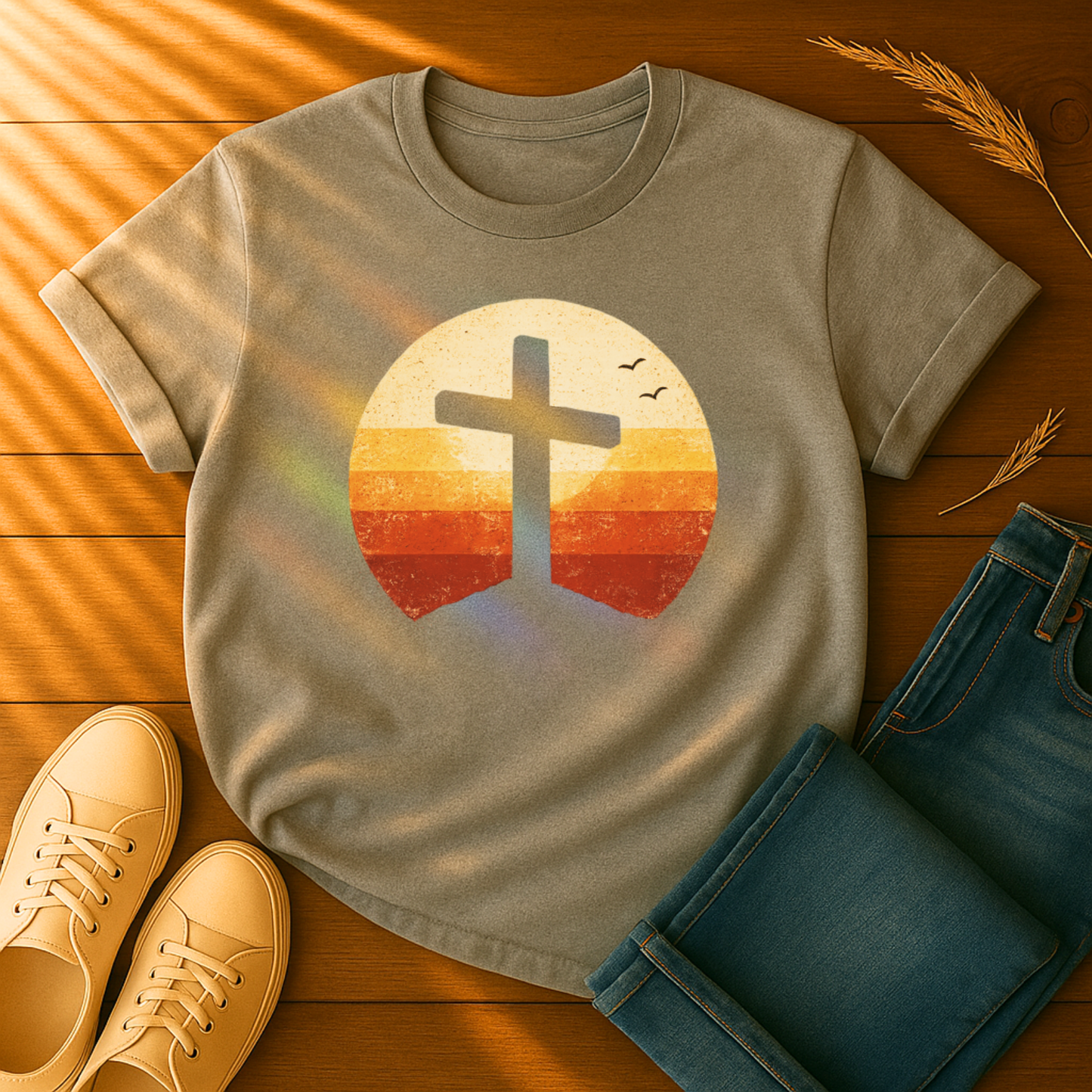 Distressed Sunset Cross T-Shirt