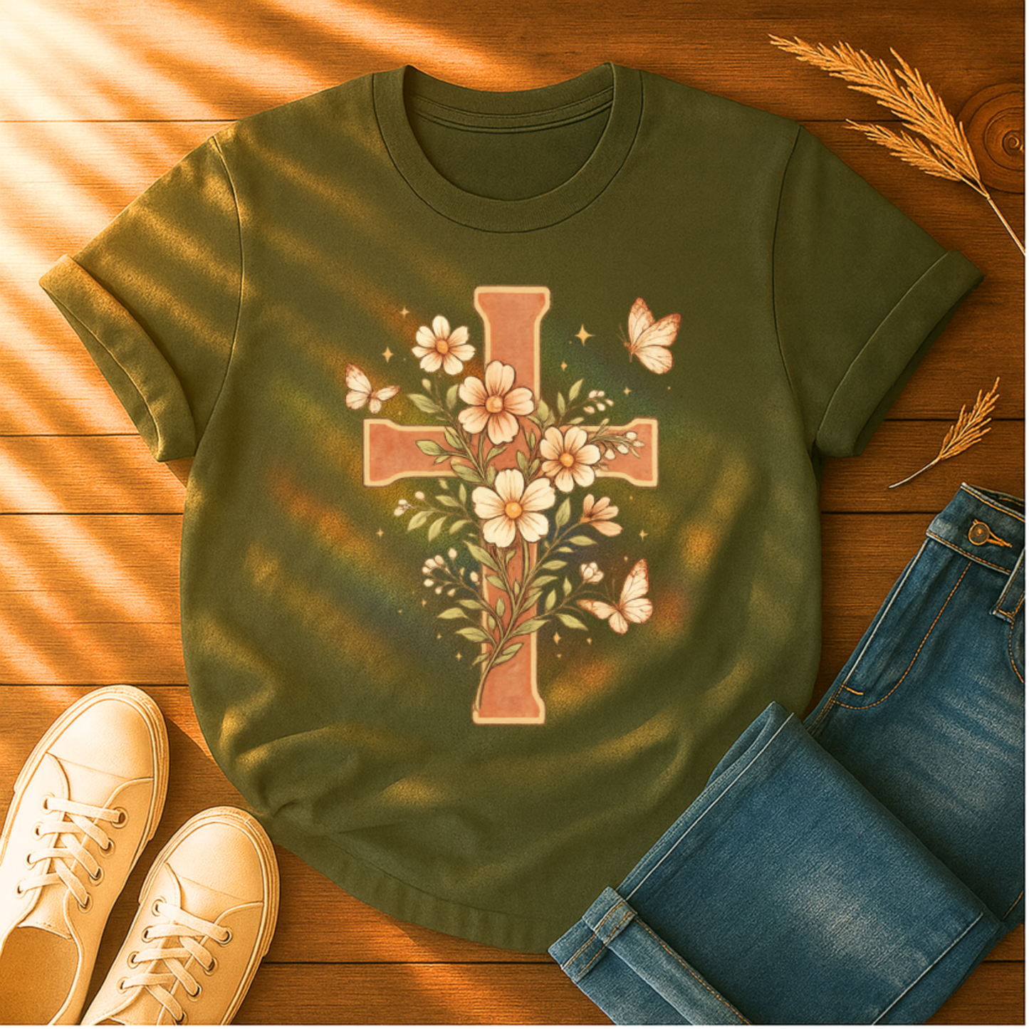 Butterflies & Cross T-Shirt