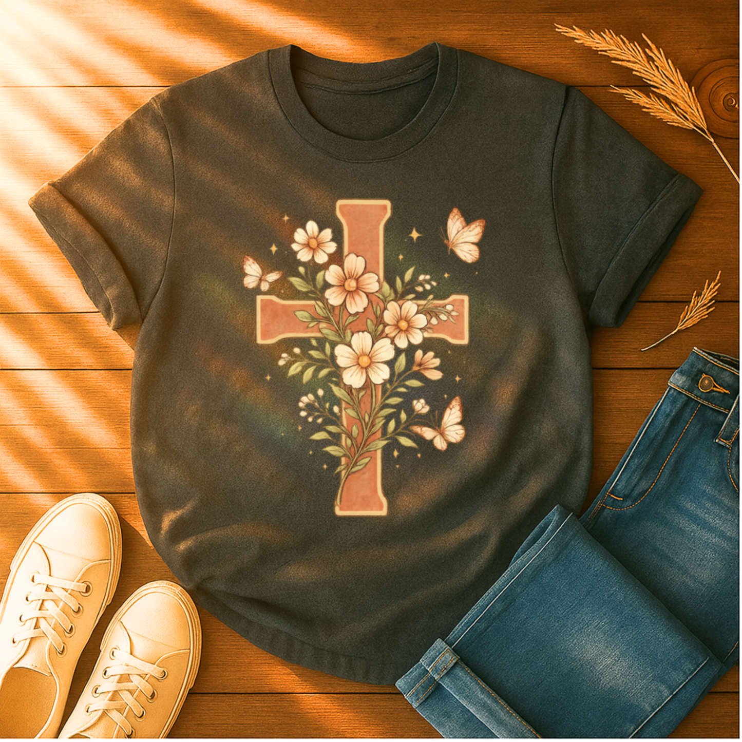Butterflies & Cross T-Shirt