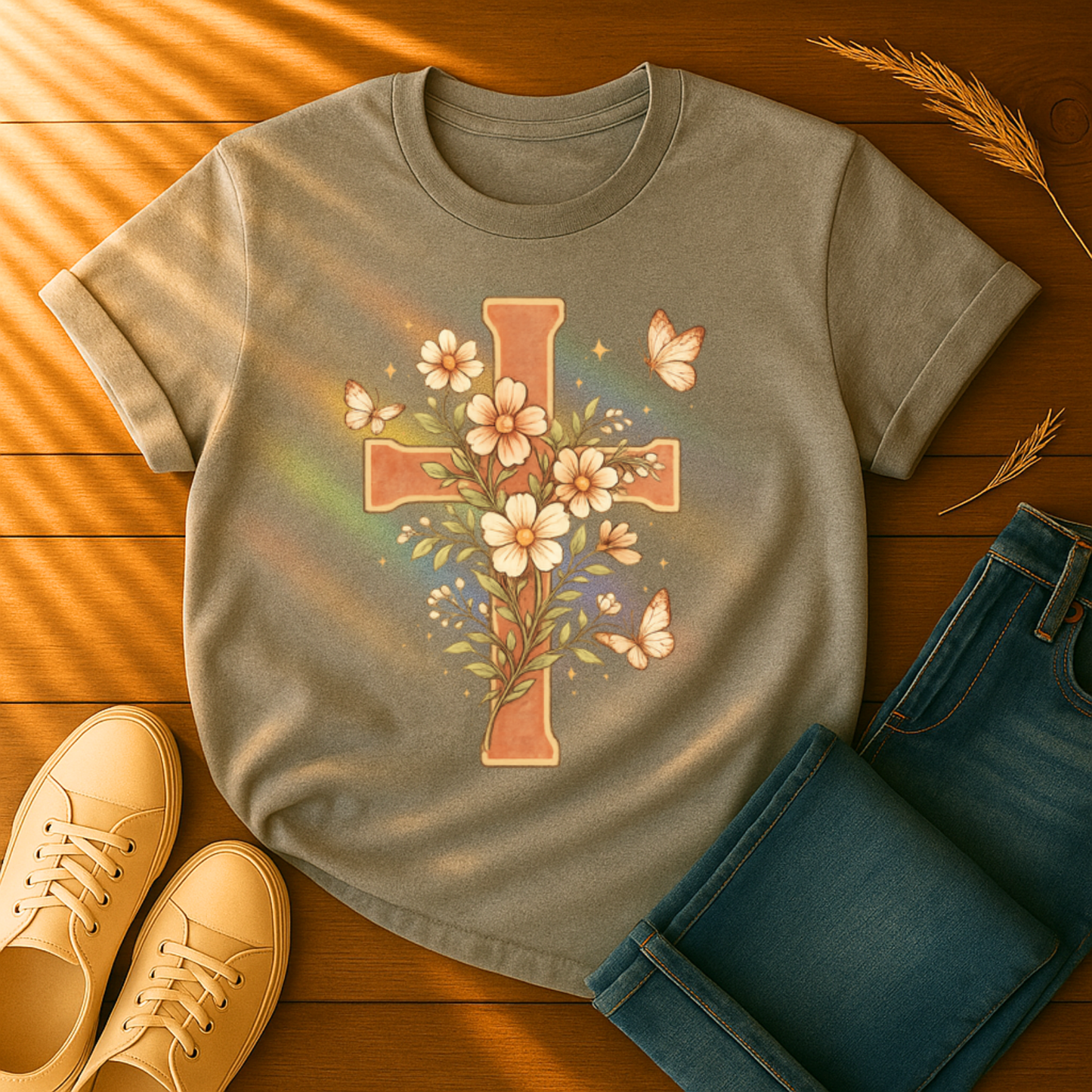 Butterflies & Cross T-Shirt