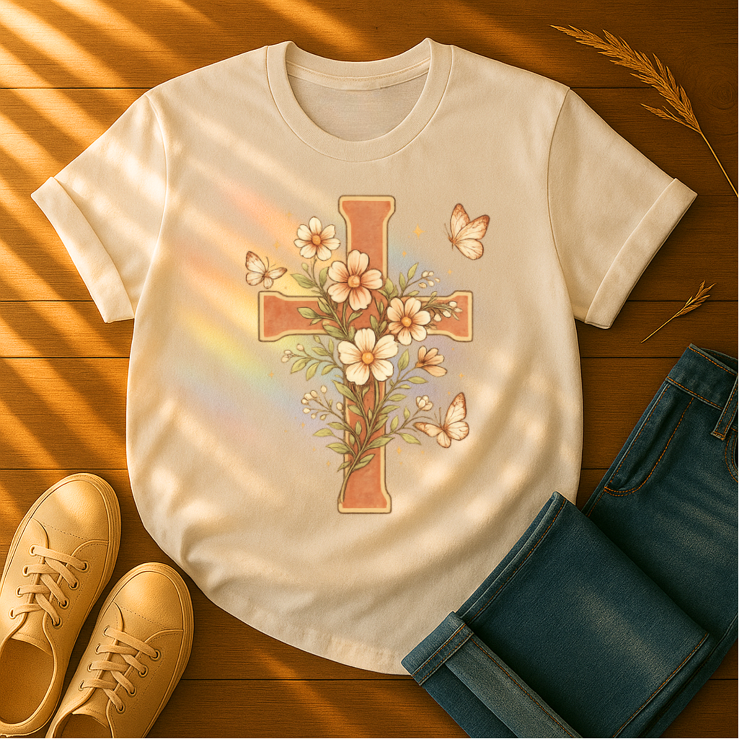 Butterflies & Cross T-Shirt
