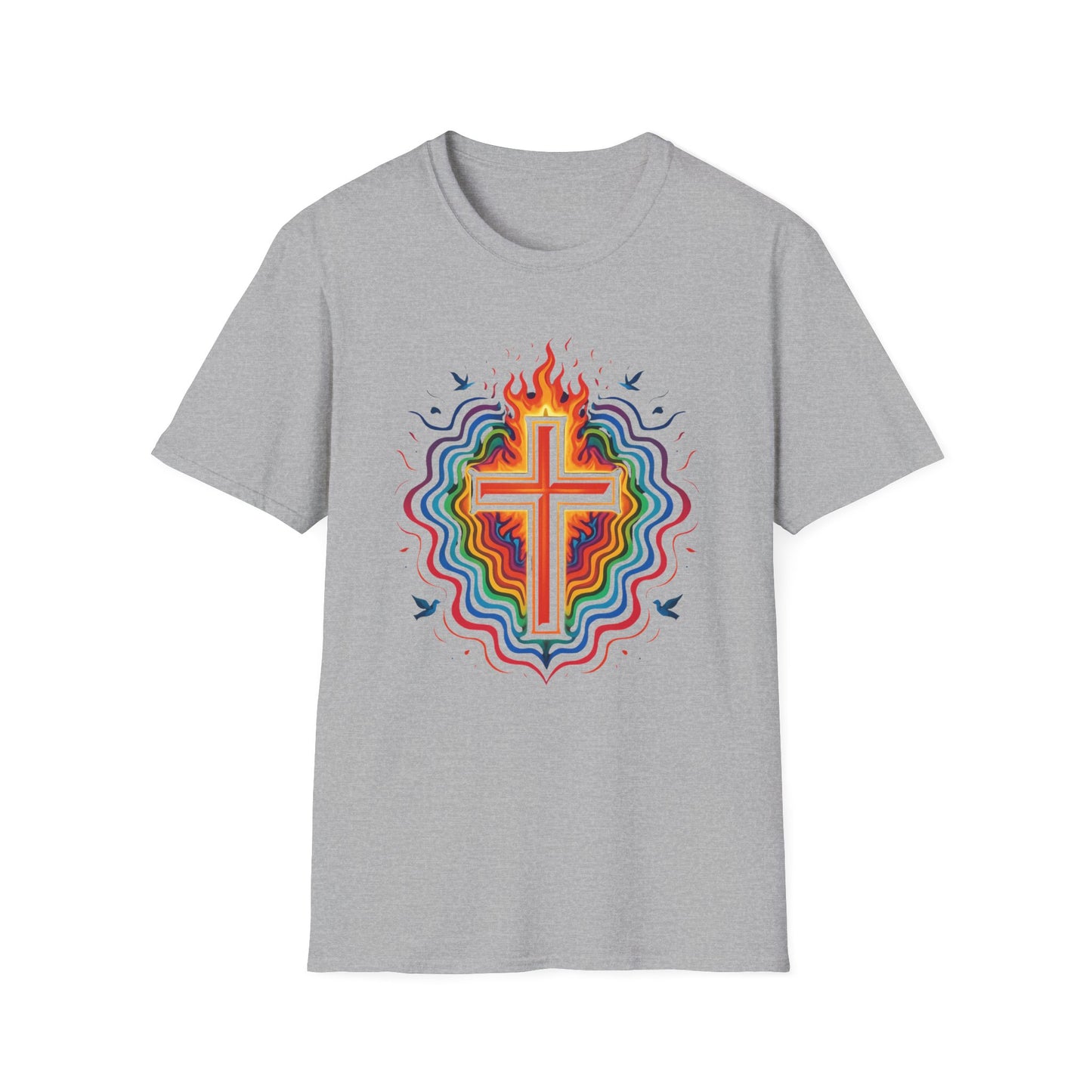 Colorful Cross with Fire T-Shirt