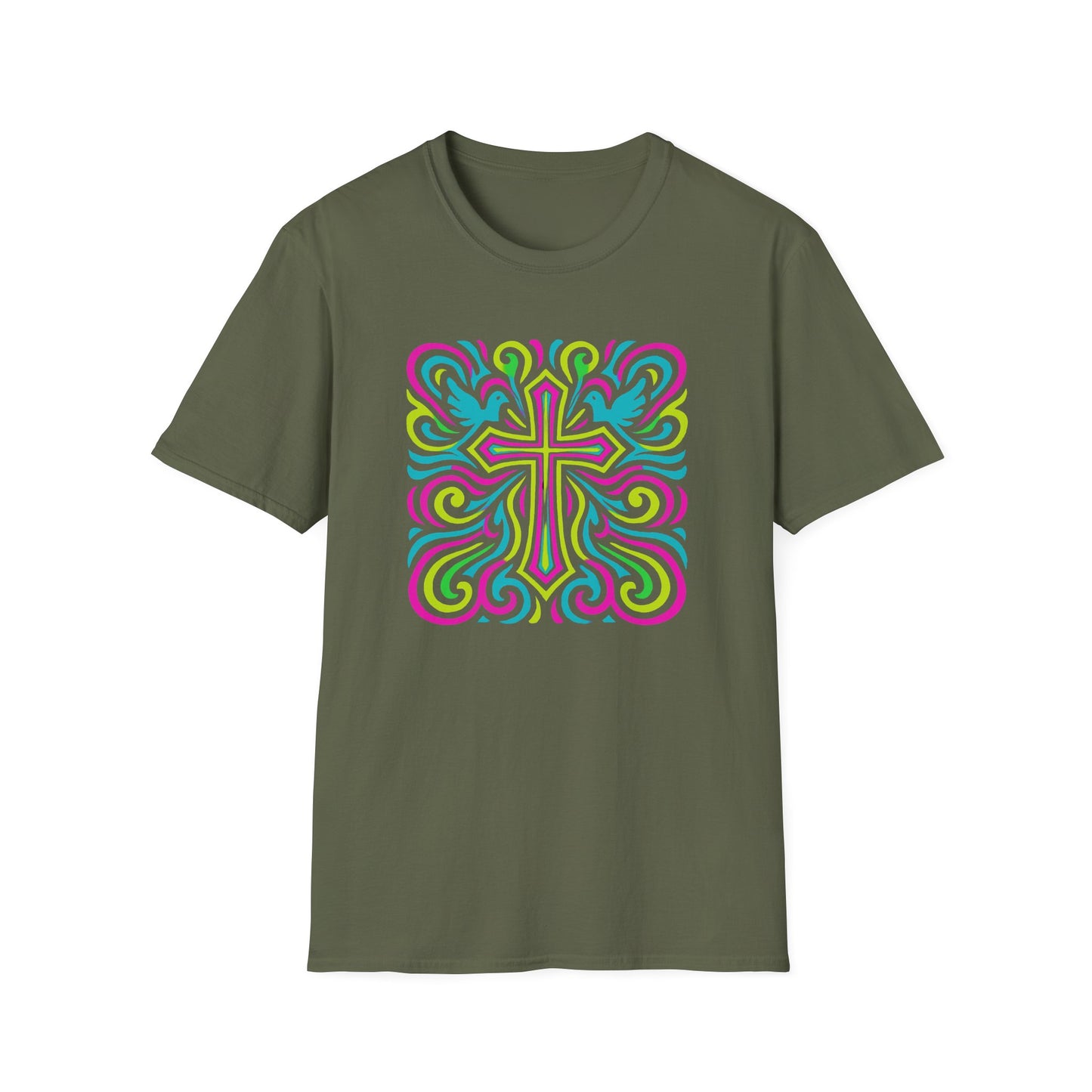 Colorful Cross with Doves T-Shirt
