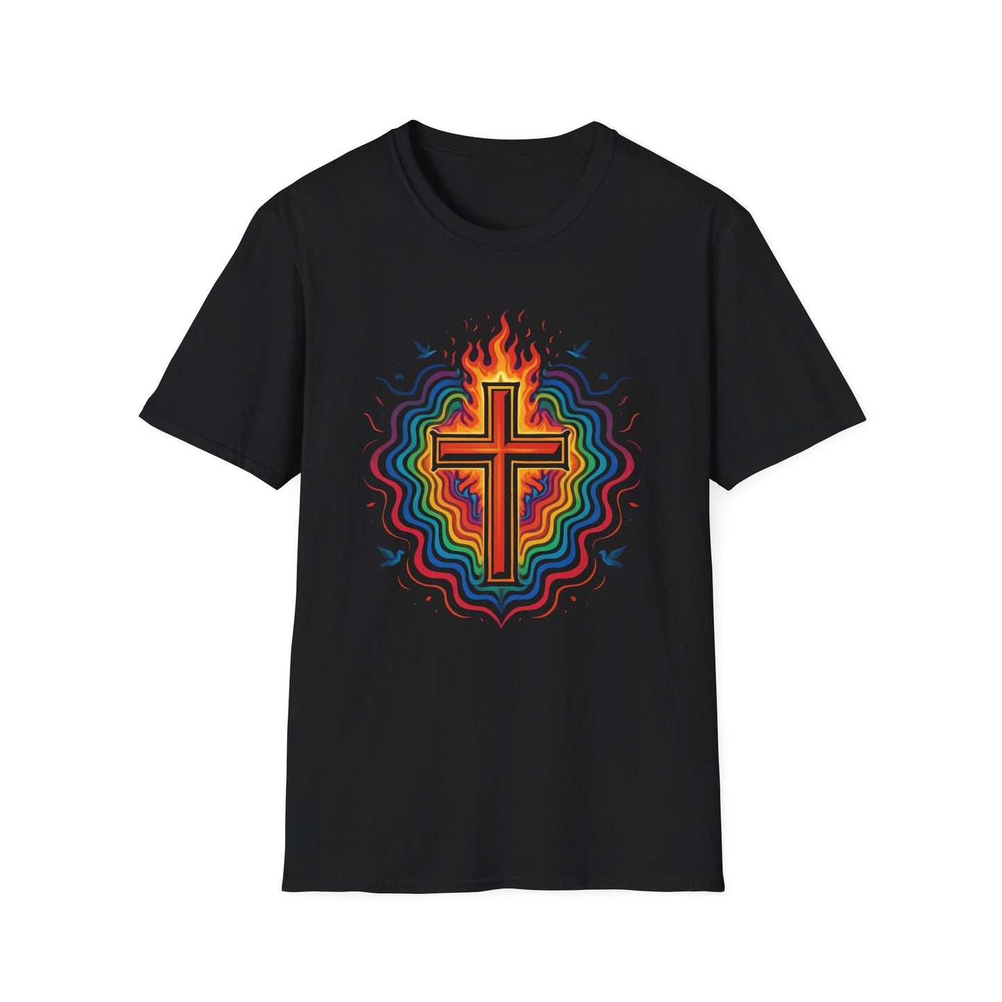 Colorful Cross with Fire T-Shirt