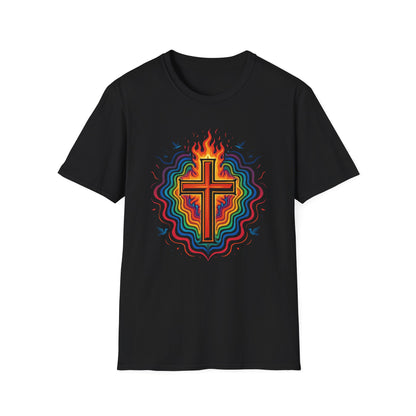 Colorful Cross with Fire T-Shirt