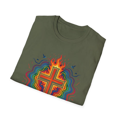 Colorful Cross with Fire T-Shirt