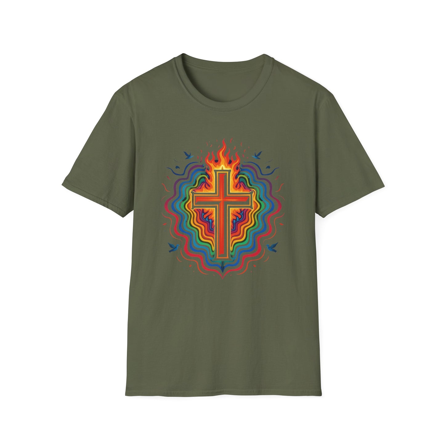 Colorful Cross with Fire T-Shirt
