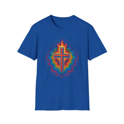 Colorful Cross with Fire T-Shirt