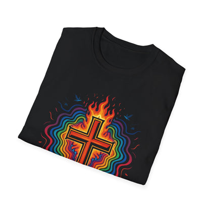 Colorful Cross with Fire T-Shirt