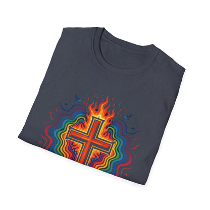 Colorful Cross with Fire T-Shirt