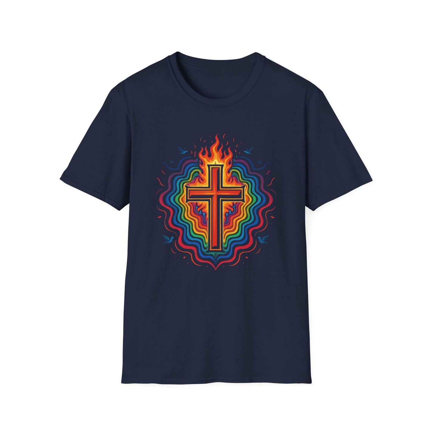 Colorful Cross with Fire T-Shirt
