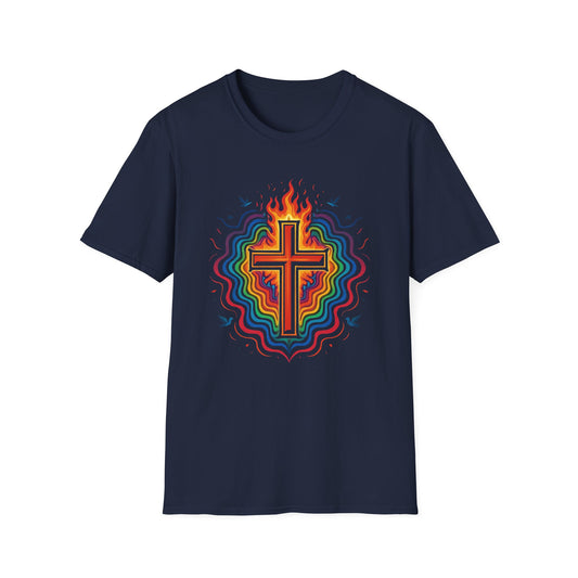 Colorful Cross with Fire T-Shirt